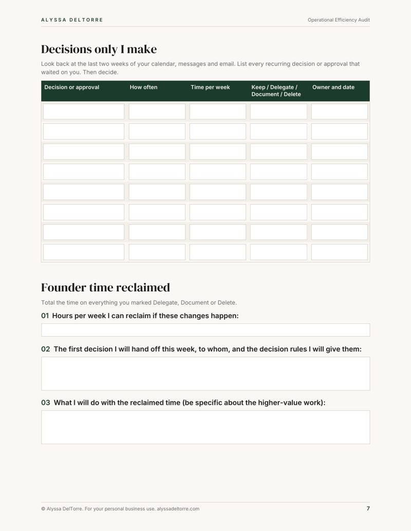 Operational Efficiency Audit sample page