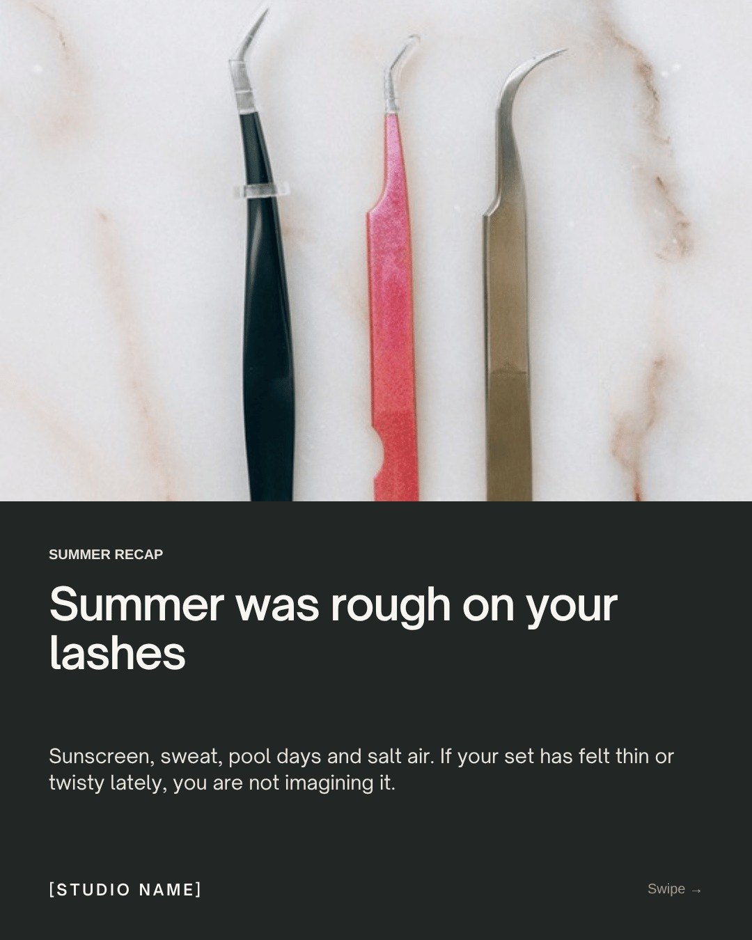 Lash, Brow & Esthetician Studio pack, sample Q4 Instagram post 1